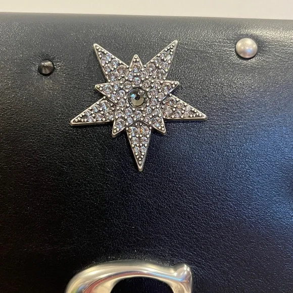 Coach Essential Clutch Black Crossbody Chain Customized with Rexy Rainbow Stars